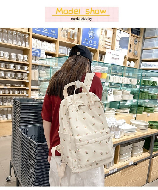 Mochila Escolar Estilo Coreano con Flores para Niñas - Primaria y Secundaria - Image 27