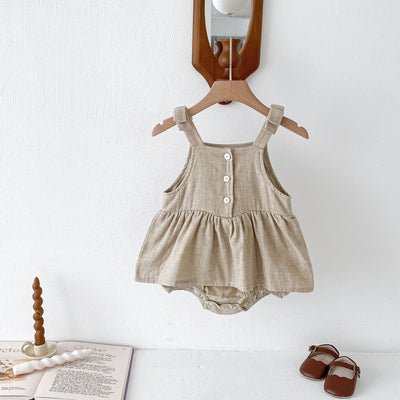 Vestido Romper para Bebé de Algodón y Lino con Cuello Bebé - Image 34