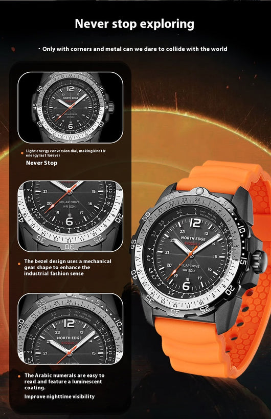 Reloj Deportivo Solar Resistente al Agua con Medidor de Velocidad y Luz Nocturna - Image 9