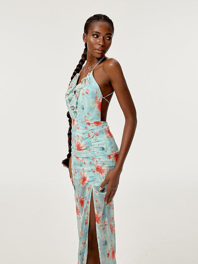 Vestido Floral con Abertura Lateral y Cintura Ajustada - Image 25