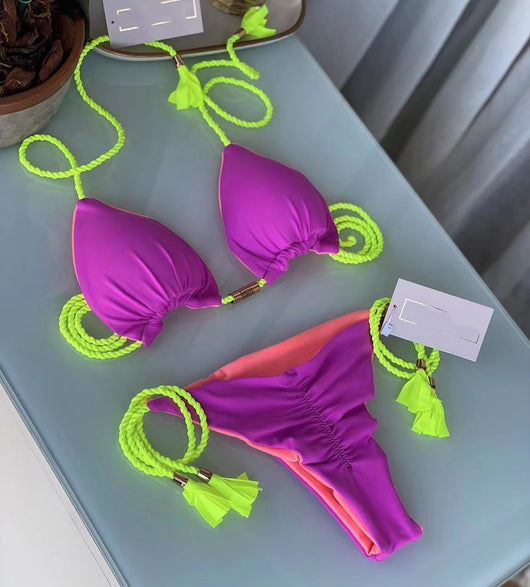 Bikini Triangular Trenzado con Falda Tipo Bolsa - Image 15
