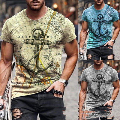 Camiseta Manga Corta Estampado Mapa y Ancla Multicolor - Image 16