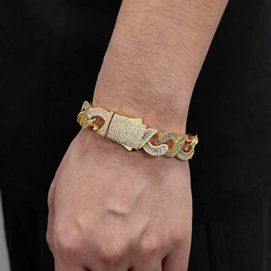 Pulsera Cubana de Zirconia Incrustada con Cadena de 8 Palabras - Image 20