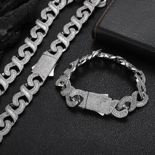 Pulsera Cubana de Zirconia Incrustada con Cadena de 8 Palabras - Image 21
