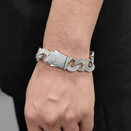 Pulsera Cubana de Zirconia Incrustada con Cadena de 8 Palabras - Image 23