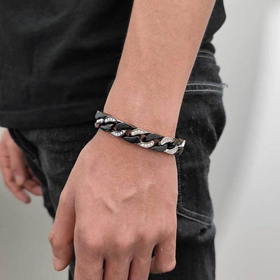 Pulsera de Acero Titanio para Hombre con Circonitas y Acabado Facetado - Image 27