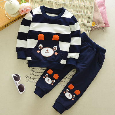 Conjunto de Sudadera Infantil con Oso Cartoon - Diseño a Rayas para Niños y Niñas - Image 8