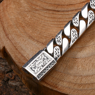 Pulsera de Plata 925 Patrón Tangcao Eslabón Cubano Grueso para Hombre - Image 8