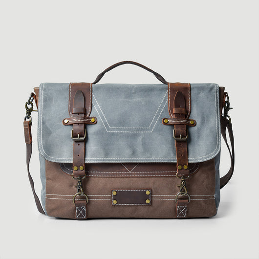 Bolsa Mensajero de Cuero Genuino y Lona Encerada Vintage para Hombre - Image 8