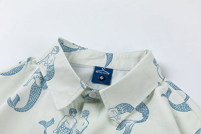Camisa Estampado Sirena Manga Corta Suelta para Hombre - Image 25