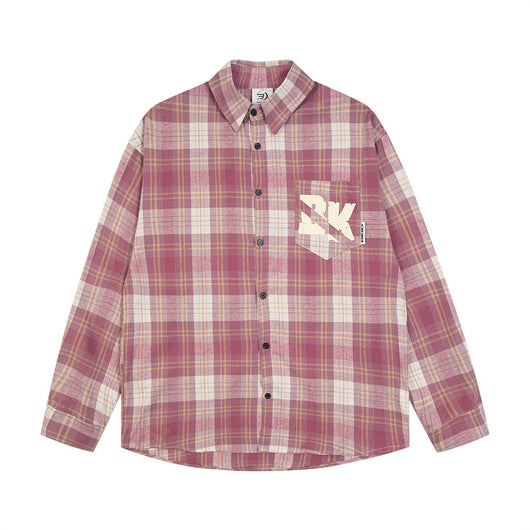 Camisa Cuadriculada Suelta de Manga Larga para Hombre - Image 30