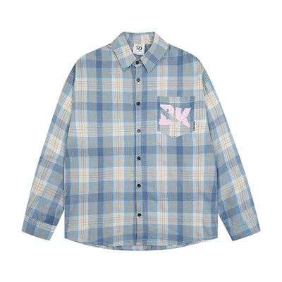 Camisa Cuadriculada Suelta de Manga Larga para Hombre - Image 32