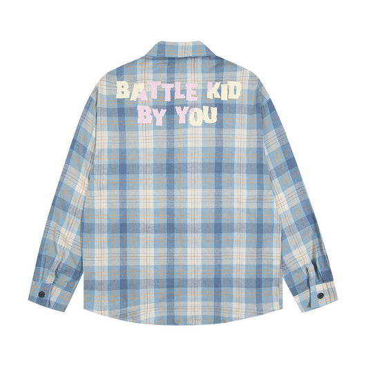 Camisa Cuadriculada Suelta de Manga Larga para Hombre - Image 37