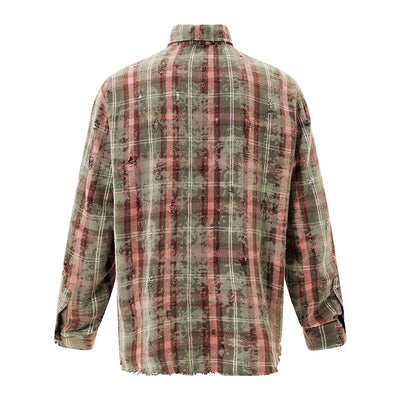 Camisa Tie-Dye Cuadros Manga Larga para Hombre - Image 32