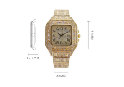 Reloj Elegante para Mujer con Diamantes Cuadrados y Degradado Romano - Image 11