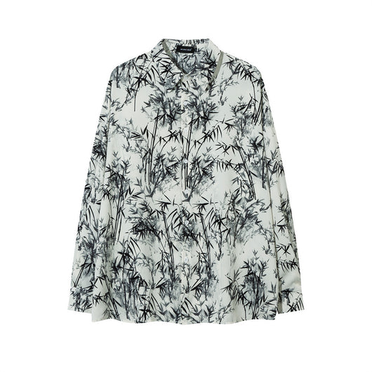 Camisa Suelta Estampado Bosque de Bambú para Hombre - Image 30