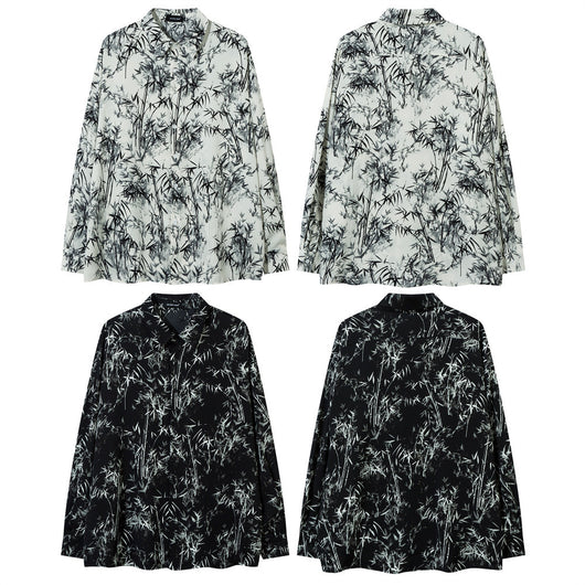 Camisa Suelta Estampado Bosque de Bambú para Hombre - Image 31