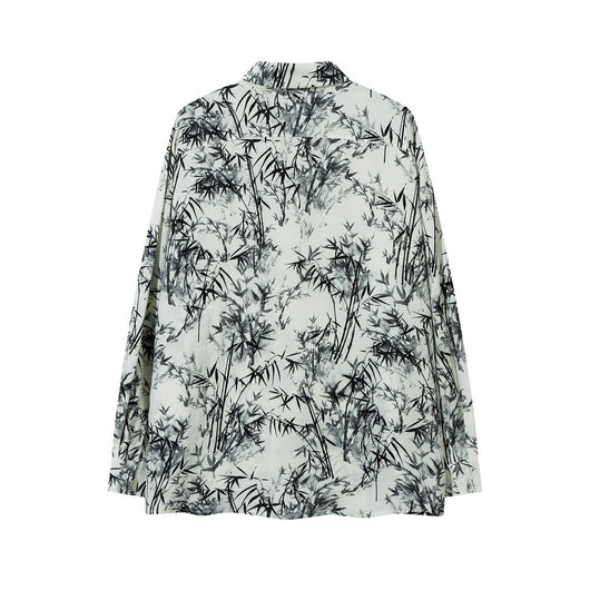 Camisa Suelta Estampado Bosque de Bambú para Hombre - Image 32