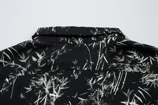 Camisa Suelta Estampado Bosque de Bambú para Hombre - Image 35