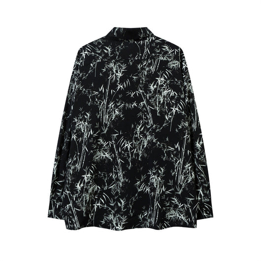Camisa Suelta Estampado Bosque de Bambú para Hombre - Image 36