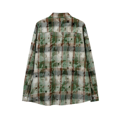 Camisa a Cuadros Suelta de Manga Larga para Hombre - Image 26