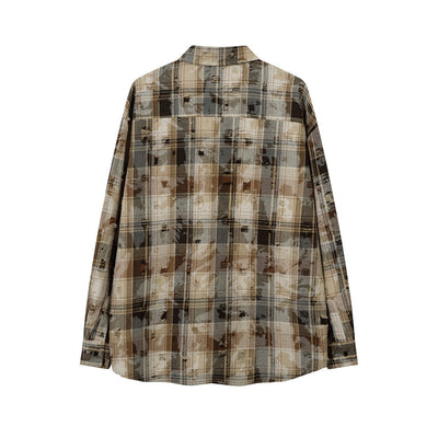 Camisa a Cuadros Suelta de Manga Larga para Hombre - Image 36
