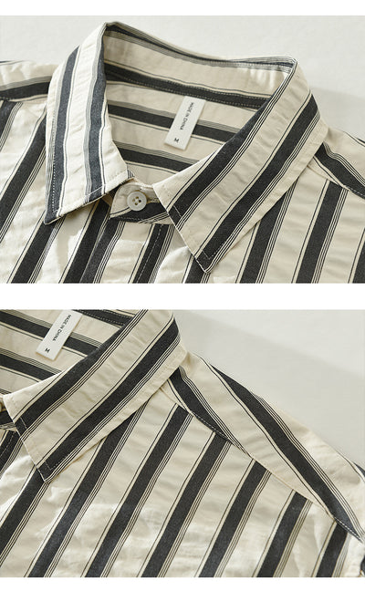 Camisa Manga Larga Estilo Japonés a Rayas para Hombre - Image 8