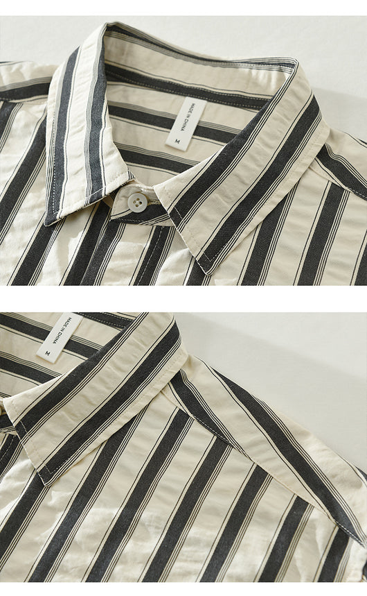 Camisa Manga Larga Estilo Japonés a Rayas para Hombre - Image 8