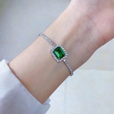 Pulsera de Plata Esterlina 925 con Esmeralda Sintética 810 - Image 9