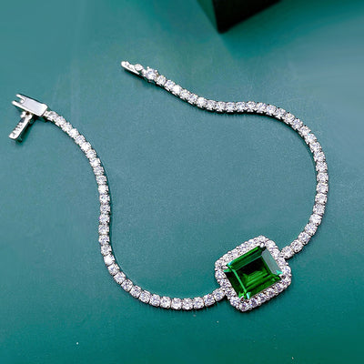 Pulsera de Plata Esterlina 925 con Esmeralda Sintética 810 - Image 12