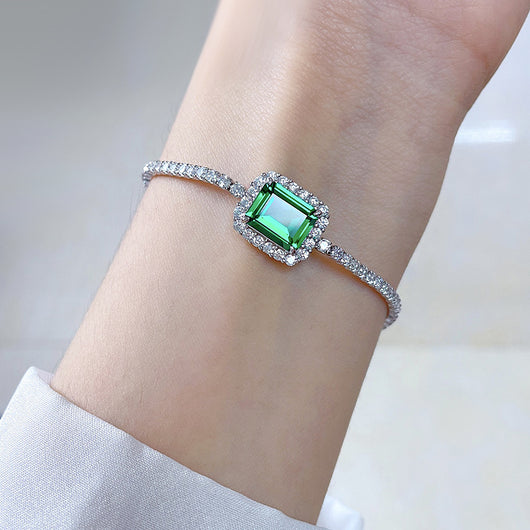 Pulsera de Plata Esterlina 925 con Esmeralda Sintética 810 - Image 13