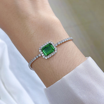 Pulsera de Plata Esterlina 925 con Esmeralda Sintética 810 - Image 16