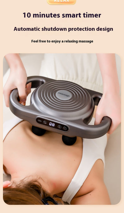 White six-head percussion muscle massager with LCD screen, 9-speed mode, and 20-speed intensity for deep tissue relaxation. - Image 35