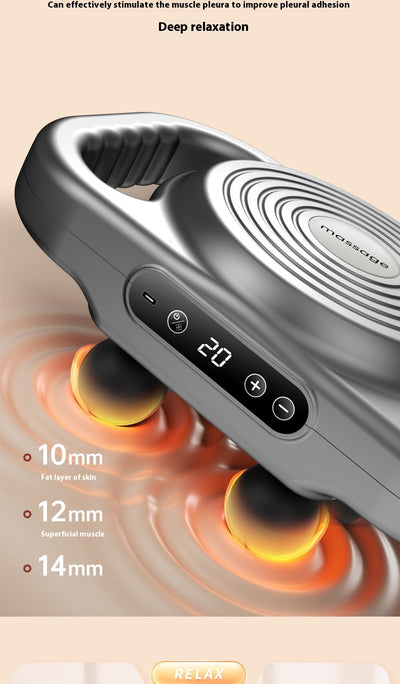 White six-head percussion muscle massager with LCD screen, 9-speed mode, and 20-speed intensity for deep tissue relaxation. - Image 36