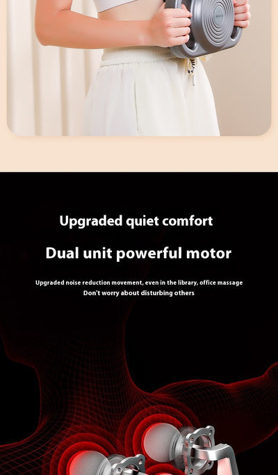 White six-head percussion muscle massager with LCD screen, 9-speed mode, and 20-speed intensity for deep tissue relaxation. - Image 38