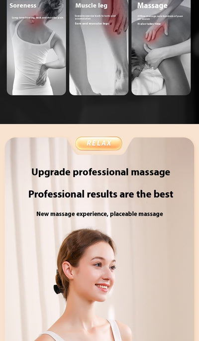 White six-head percussion muscle massager with LCD screen, 9-speed mode, and 20-speed intensity for deep tissue relaxation. - Image 47