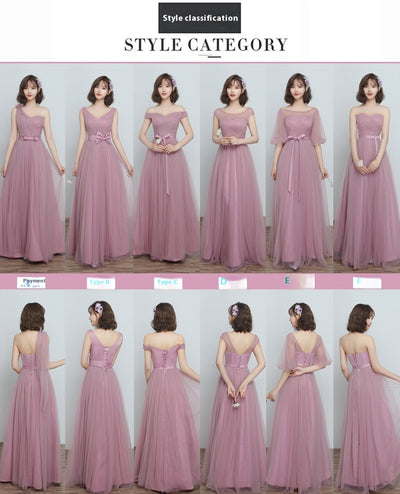 Vestido Largo para Damas de Honor en Cameo Brown - Malla y Satén Cómodo - Image 42