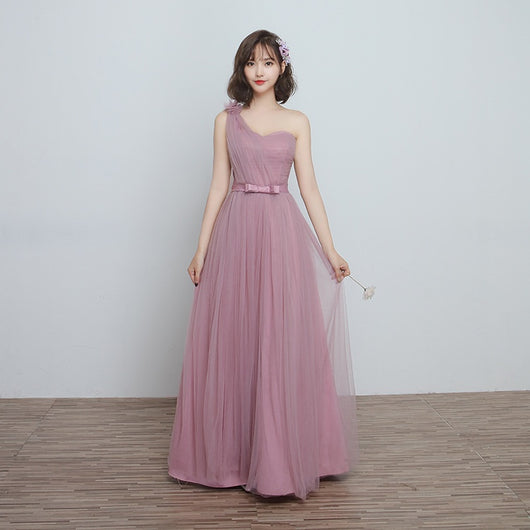 Vestido Largo para Damas de Honor en Cameo Brown - Malla y Satén Cómodo - Image 44