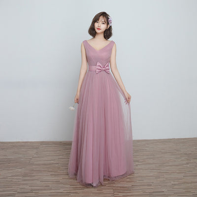 Vestido Largo para Damas de Honor en Cameo Brown - Malla y Satén Cómodo - Image 45