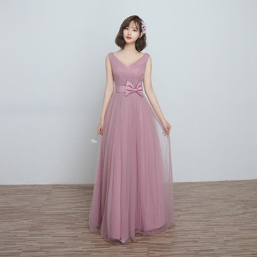 Vestido Largo para Damas de Honor en Cameo Brown - Malla y Satén Cómodo - Image 45