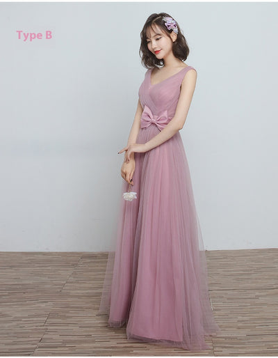 Vestido Largo para Damas de Honor en Cameo Brown - Malla y Satén Cómodo - Image 58