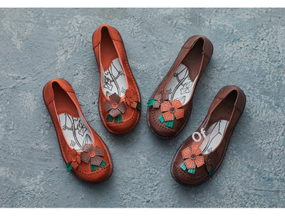 Zapatos Artesanales de Cuero Estilo Étnico Retro con Suela Suave para Mujer - Image 38