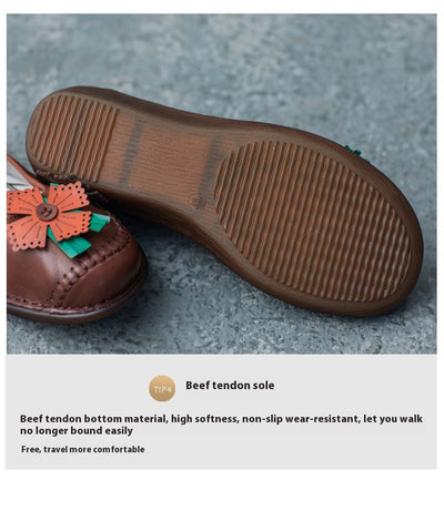 Zapatos Artesanales de Cuero Estilo Étnico Retro con Suela Suave para Mujer - Image 43
