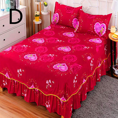 Juego de Cama Princesa Coreana de Tres Piezas con Cubrecama y Volante Acolchado - Image 18