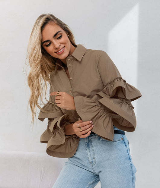 Blusa de Algodón Estilo Francés con Cuello Volante - Image 8