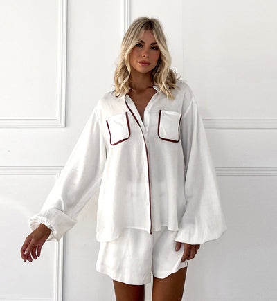 Conjunto de Blusa y Shorts de Algodón Blanco con Detalles en Contraste - Image 10