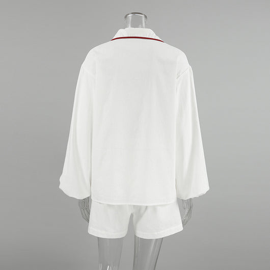 Conjunto de Blusa y Shorts de Algodón Blanco con Detalles en Contraste - Image 15