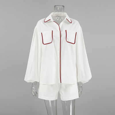 Conjunto de Blusa y Shorts de Algodón Blanco con Detalles en Contraste - Image 20