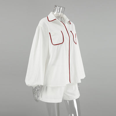 Conjunto de Blusa y Shorts de Algodón Blanco con Detalles en Contraste - Image 22