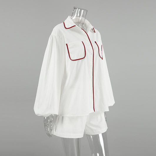Conjunto de Blusa y Shorts de Algodón Blanco con Detalles en Contraste - Image 22